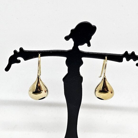 925 Sterling Silver Vermeil - Gold Plated Teardrop Drop Earrings - Picture 1 of 9